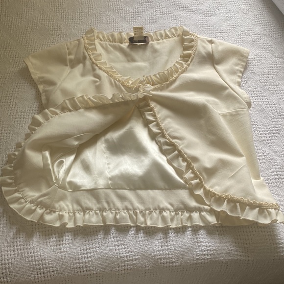 Anthropologie Shumaq Crop Ruffle Open Cotton Blend Summer Jacket L - Picture 8 of 12